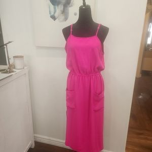 [ GOOD LUCK GEM] 💎brand new!,size L.-CUTEST EVER STRAPPY HOT PINK SUMMER DRESS
